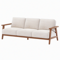 Canapé 3 places 198 x 80 x 82 cm en tissu beige et bois style scandinave