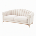 Canapé 2 places 180 cm en velours beige avec piètement métal doré style glamour