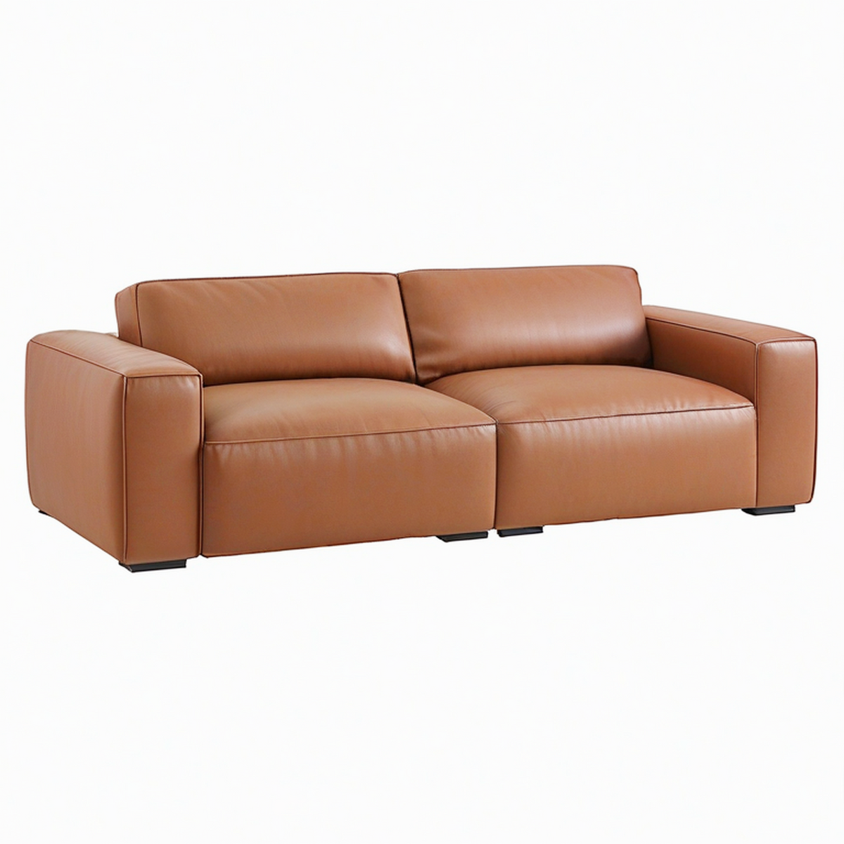 Canapé 2 places 180 x 90 x 85 cm en similicuir cognac style contemporain