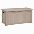Coffre de rangement extérieur 128 x 65 x 61 cm en résine taupe effet bois