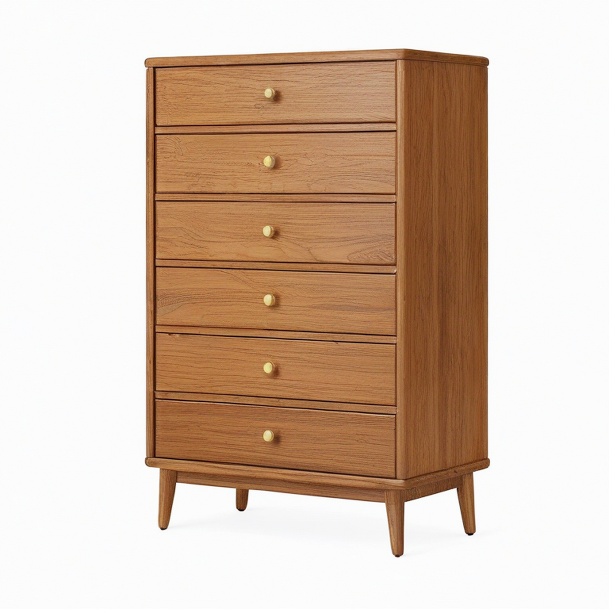 Commode 6 tiroirs 80 x 40 x 130 cm en bois marron style rétro