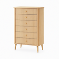 Commode 80 x 40 x 120 cm en bois chêne clair à 6 tiroirs style scandinave