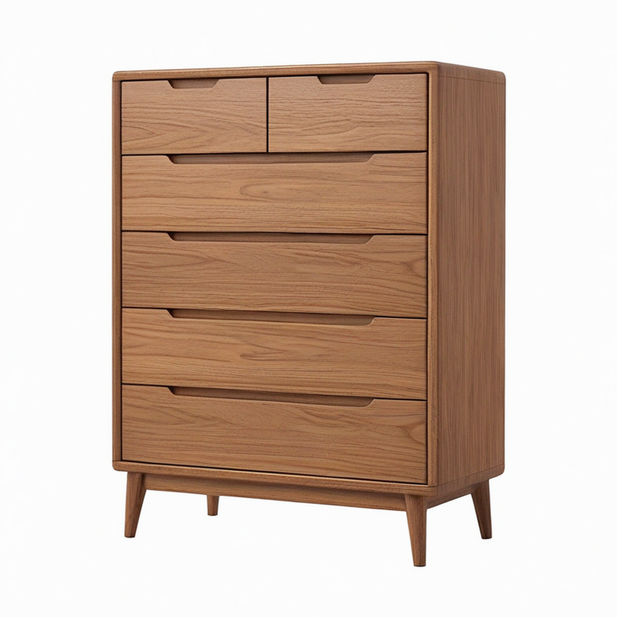 Commode 90 x 45 x 120 cm en bois marron à 6 tiroirs style rétro