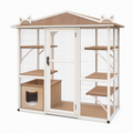 Enclos pour chat 180 x 90 x 180 cm en bois et métal beige marron avec plateformes