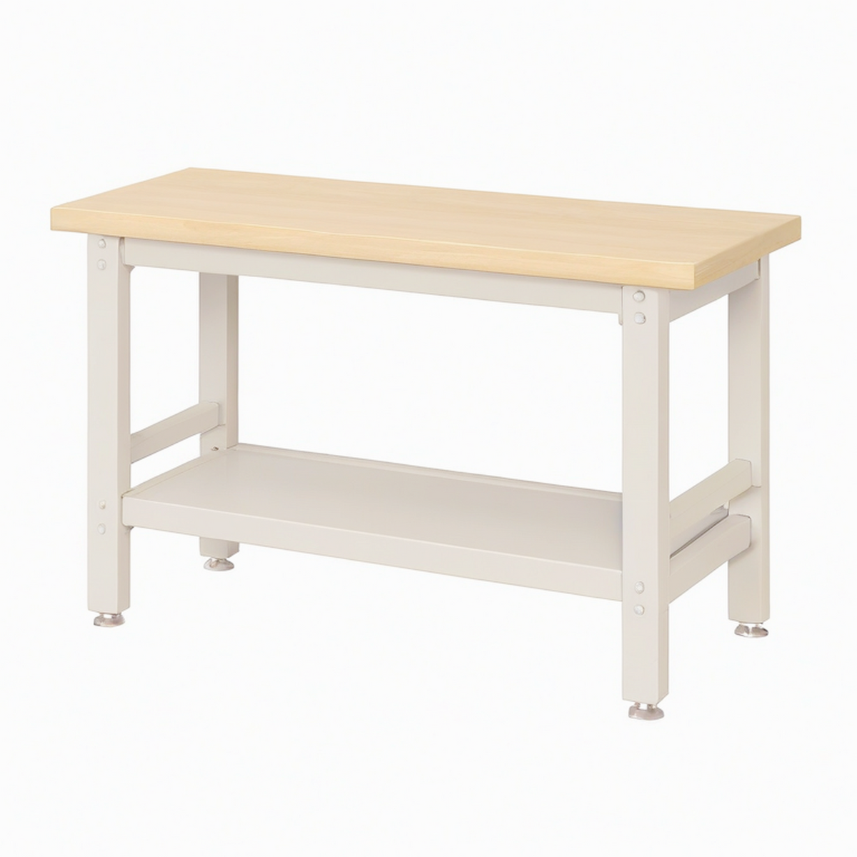 Établi 120 x 60 x 85 cm en bois et acier beige avec tablette de rangement